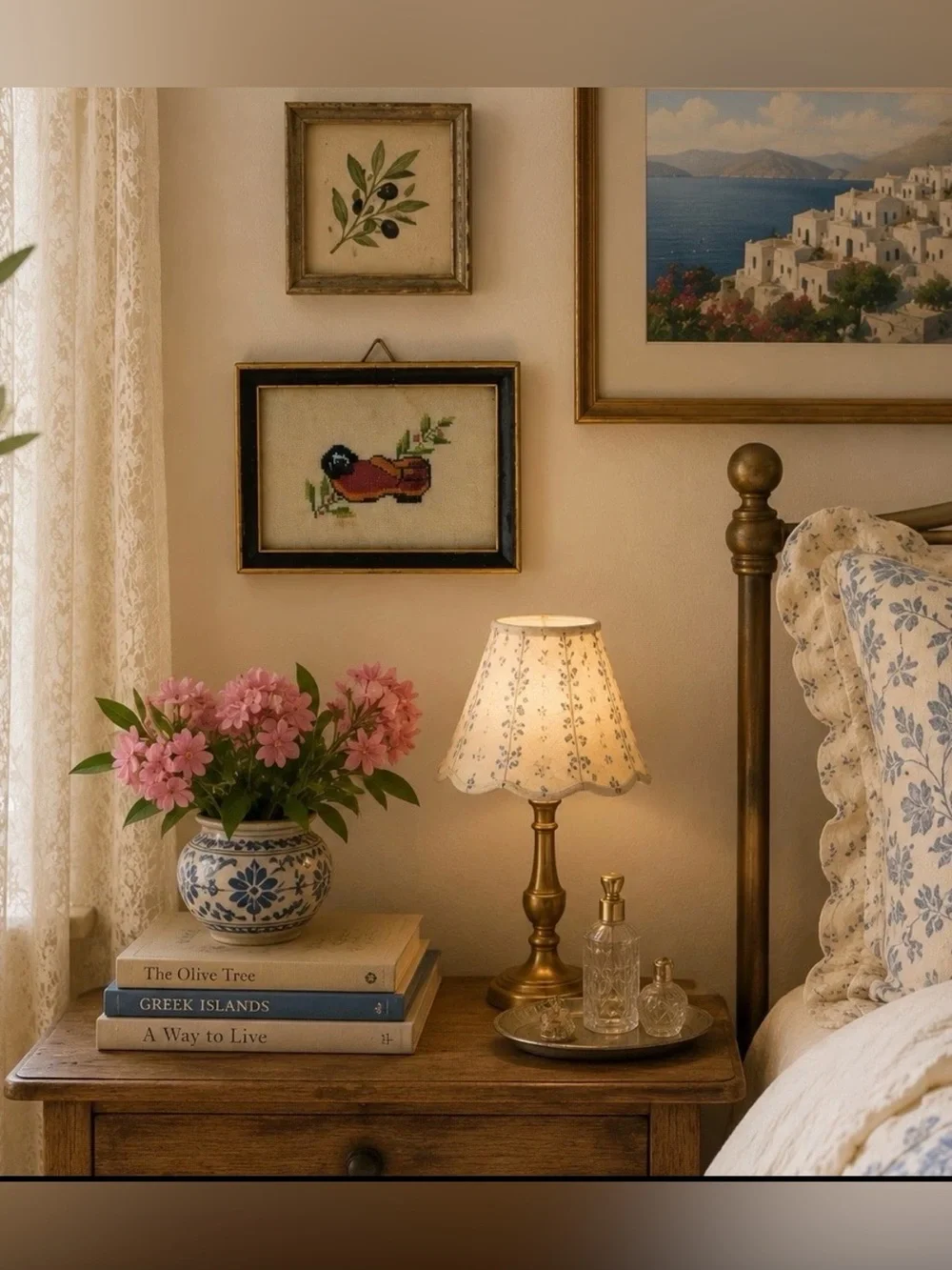 Vintage Folk Cross Stitch Wall Art